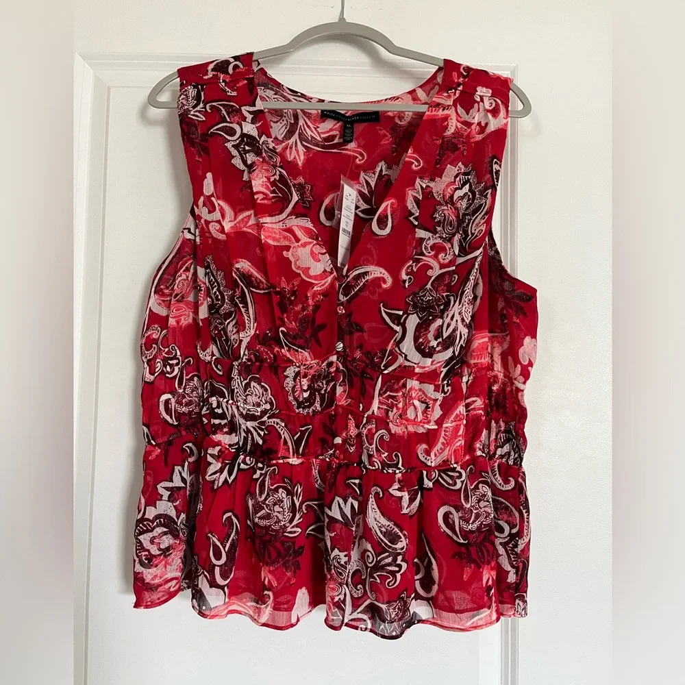 WHBM Sleeveless Romance Print Blouse Size XL - Picture 5 of 6